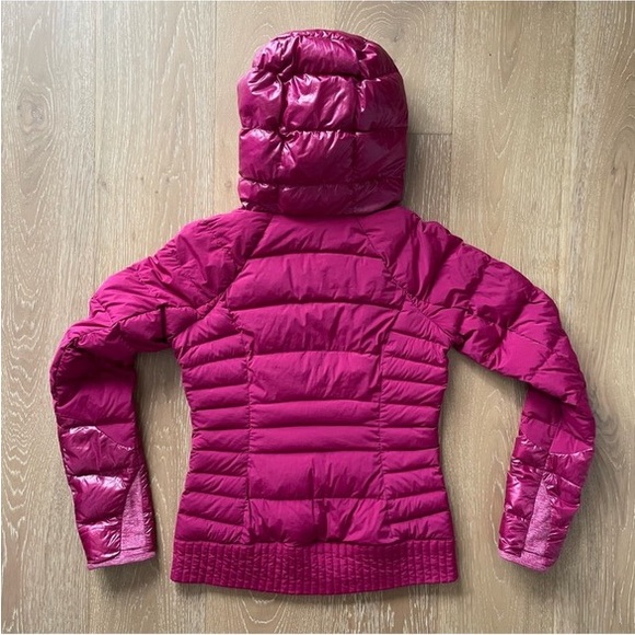 Lululemon Fuschia Nylon Goose Down Puffer Zipper Hoodie 4 - Picture 3 of 11